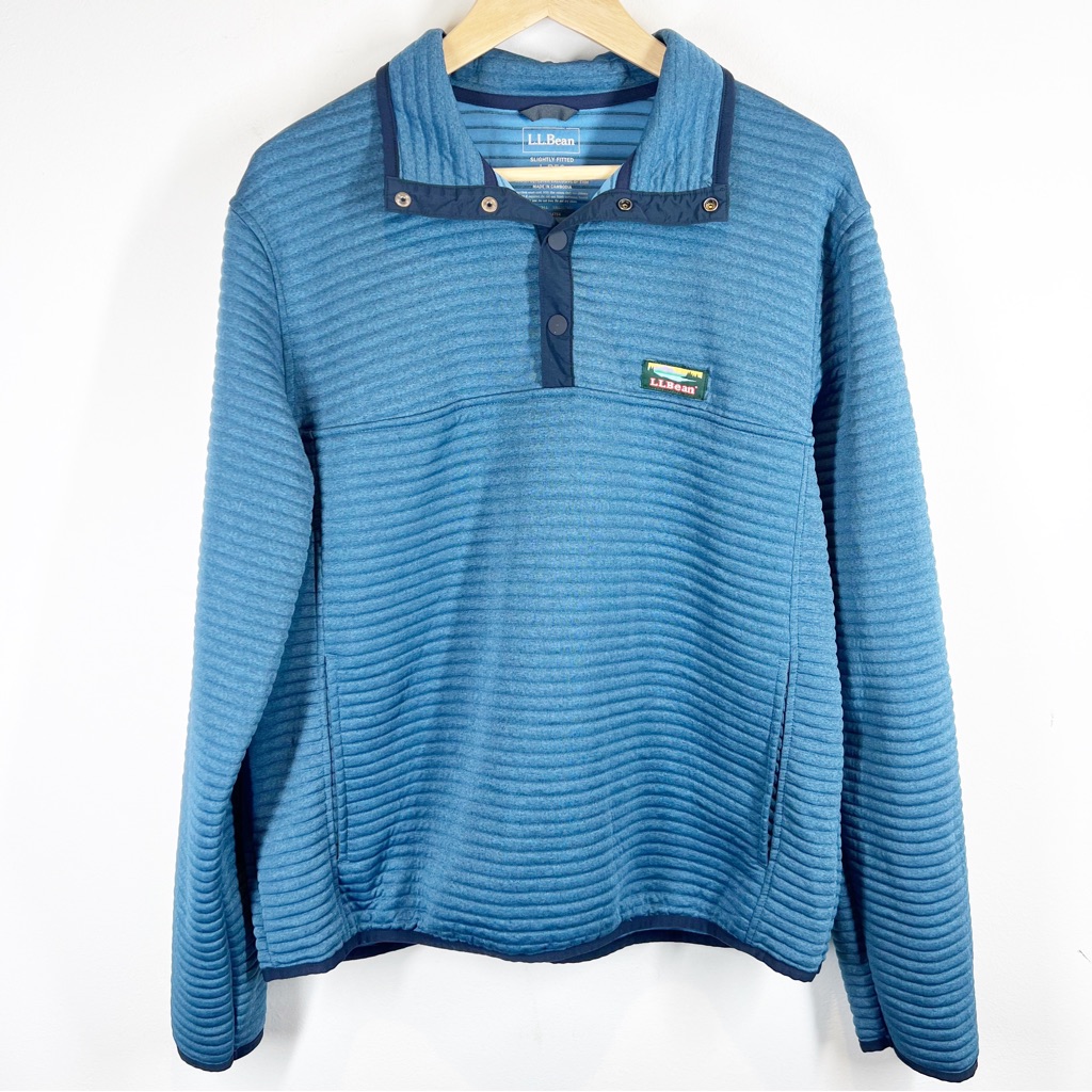 Ll Bean Blue Snap Button Pullover Jacket